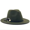 Baretten Wol Fedora Winter Voor Vrouwen Brede Rand Vilten Hoed Dames Tweed Legergroen Jazz Cap Vrouwelijke Effen Kleur Elegante Pork Pie