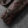 Men's Leather Faux Leather Free shipping! Top layer Cow Oversized Leather Jacket Red-Brown American retro Motorcycle Style Color Distressed High Sense Coat 240330