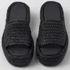 Designer Beach Slippers Raffia Flatform Sandals verfijnde textuur van vrouwen Wedge Heel Verhoogte schoenen Comfortabele slipper