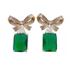 Studörhängen Yygem 13x16mm Green Rheinestone CZ Pave Farterfly Form Drop Elegant Women Anniversary Jewelry