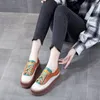 Scarpe casual 4 cm Vera pelle di mucca Colore misto Comodo Lusso Novità Moda autentica Vulcanize Designer Donna Chunky Sneaker Estate