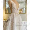 Lakshmigown Luksusowe koraliki szampanowe suknie ślubne dla kobiet 2023 Vestidos Sexy Bridal Beach Wedding Dres Punching V Neck M9R8#
