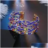 Beaded New Boho Charm Braided Mticolor Bead Cuff Bracelets 35Mm Wide Bangle For Women 18K Gold Plated Jewelry Drop Delivery Dhcbg