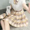 Étudiant japonais manches courtes/Lg Sexy Jk ensemble uniforme scolaire vêtements scolaires jupe plissée fille Seifuku Dr Cosplay écolière Q7X0 #