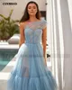 Une épaule bleu court bal Dres 2023 plissé thé longueur robes de soirée femmes Couture Graduati Dr Vestidos Noche P02j #