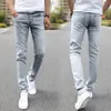 Pantalon en jean à la mode longueur cheville mi-hauteur peau-touch hommes coupe ajustée Denim Lg pantalon hommes jean polyvalent C4I6 #