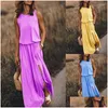 Robes décontractées de base sans manches longue robe maxi femmes été y côté fente designer style mode robe d'été femme livraison goutte Appar Dhdyd