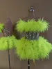 cute Boutique Clothing Green Rhineste Off Shoulder Ball Gowns Women Evening Dr Tutu Mini Birthday Party Prom Dr Baozha f84z#