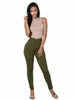 Fi del color liso de las mujeres pantalones vaqueros flacos pantalones con cremallera ocasionales de cintura alta polainas estiramiento push up lápiz pies pantalones fondos t8kv #