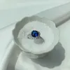 wed diamond sapphire designer ring for woman 925 sterling silver blue zirconia round sqaure heart luxury wedding engagement womens rings jewelry gift box Size 5-9