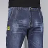 fi Label Men's Gray Stretch Jeans New Slim Fit Simple Persality Male Clothing Casual Skinny Denim Trousers Z1Be#
