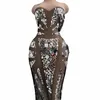 luxury Sequins Evening Dres Sexy Perspective Mesh Dr Women'S Party Mermaid Dr Prom Singer Mirrors Costumes DT2408 A4nm#