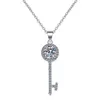 Test de diamant réussi Moissanite 925 en argent Sterling clé Simple clavicule chaîne pendentif collier femmes mode mignon bijoux 05-1ct238b