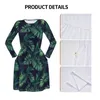 Повседневные платья NOISYDESIGNS, женское платье с 3D тропическими зелеными листьями и принтом, с длинным рукавом и круглым вырезом, пляжное платье