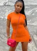 Joskaa Solid Color Round Nou à manches courtes Bodyc Mini Summer Dres Femmes 2022 Fi High Street Clothing Sexy Streetwear G9ie #