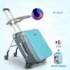 Resväskor barns lata bagagebarn kan sitta och rida män kvinnor baby reser vagn resväska barnvagn artefakt boarding