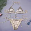 Damenbadebekleidung Pailletten Diamant Bikini 2023 Frauen String Badeanzug Sexy Bandage Bademode Weibliche Badegäste Baden Schwimmen Badeanzug Beachwear T240328