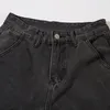 Men Black Dżinsy Multi-Pieszenia Zatrzymane dżinsowe spodnie American Vintage Proste workowate spodnie ładunkowe Hip Hop Streetwear unisex a6uc#
