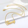 Aangepaste naam ketting voor vrouwen gepersonaliseerde kroon cursief lettertype goud roestvrij staal letter hanger choker sieraden verjaardagscadeaus 240321