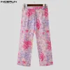 Men's Pants INCERUN 2024 Korean Style Trousers Mens Fashion Loose Floral Print Design Pantalons Casual Personality Wide Leg Long S-5XL