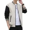 men's casual street baseball jacket fiable zippered jacket Spring Color block jacket men's casual windbreaker autumn coat 98t9#