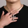 Wholesale Hip Hop Gold Plated Icy Bling Cz Cross Pendant Necklace Jewelry Women Men Iced Out Pink Spiked Heart Cross Pendant