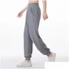 Womens Tracksuits Ll Mulheres Jogging Yoga Solto Bolso Corredores Suave Cintura Alta Hip Elevador Elástico Calças Casuais Dstring Pernas Sweatpants Dro Otdi5