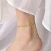 Anklets Korean Style Sweet Geometric Stainless Steel Anklet For Women Elegant Jewelry Bracelets On Foot Leg Beach Casual Chain Gift Dr Otwfb