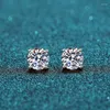 Pendientes BOEYCJR S925 Classic 4 puntas 0 5 1 1 5ct D Color Moissanite VVS joyería fina pendiente de diamante para mujer 213G