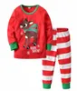 Children039s home clothes Children039s Christmas pajamas set Boys and girls red printed Christmas deer striped pants twopie6707157