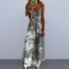 Casual jurken Bedrukte jurk Boheemse stijl Bloemenprint Maxi voor dames Vakantie Strand Zonnejurk Met V-hals Strappy Design Zachte stof