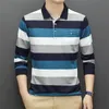 Polo da uomo in cotone 95 manica lunga a righe multicolori Abbigliamento autunno e inverno Stile coreano Top maschile T-shirt 240328