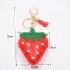 Creative Fruit KeyChain Strawberry Car Keychain Pu Leather Accessories Keyring Bag Pendant Waterproof PU Material Keyring Liten Gift 240329