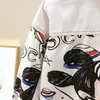 carto Graffiti Print Denim Jackets Women's Spring Autumn 2024 Fi New White Jean Jacket Female Korean Sweet Top Outerwear 466p#