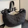 Sac femme Hobo épaule rembourrée boulette polyvalent vers le bas croissant doux matelassé fourre-tout bandoulière travail voyage