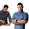 Giacca da cuoco elasticizzata Manica Lg Impermeabile Cucina Cuoco Uniforme Ristorante Cameriere Top n4XH #