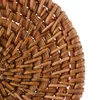 Table Mats Handmade Round Natural Rattan Pad Coasters Placemats Bowl Padding Mat Insulation Kitchen Decoration Accessories