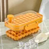 Baking Moulds Ice Tray Pressed Storage Box Freezer Square Ice-Cube Mold With Lid Home Maker And Scoop(Orange)