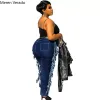 Meren Verado XL-5XL Çar artı Beden Kadın Yüksek Bel Delik Yan Püskül Seksi Streer Jeans Kadınlar Sonbahar Denim Kalem LG Pantolon Q9AQ#