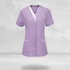 Bluse Casual V-Ausschnitt Butts Arbeitsuniform T-Shirt Kleidung T-Shirt Kurzarm Taschen Arbeitsuniform für Arbeiter e3pQ #