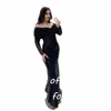 Sevintage Sparkly Black Beading Sequined Mermaid Prom Dres LG ärmar Saudiarabiska kvällsklänningar Formella parti Dr K8K2#