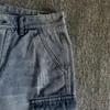 Мужские шорты в стиле ретро, американские тяжелые потертые джинсовые ткани для мужчин, свободные прямые полуджинсы с карманами, летние винтажные брюки-карго, рабочая одежда