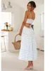 Sukienki swobodne foridol Striped Summer Sukienka Plaża Sexy Boho Sundress Spaghetti Pasek wycięty A-line Maxi midi vestidos 2024 Spring