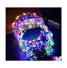 Favor de fiesta Flashing LED Strings Glow Flower Crown Diademas Light Rave Floral Hair Garland Luminoso Guirnalda Regalos de boda WQ479 Dr9307538