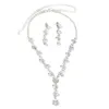 Grenzüberschreitendes Halsketten-Ohrring-Set mit Strasssteinen für das Hochzeitsbankett der Braut, leichter Luxus, modischer, super funkelnder Volldiamantschmuck