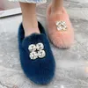 Swobodne buty prawdziwe kobiety płaskie kryształowe mokasyny 2024 Zima ciepłe espadrilles panie jadące zapatos mujer