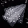 V111 2 Tier Bridal Veil med Blush Floral Wedding Veil Tyg 3D FRS Spridd droppe brud illusi med kamtäcke ansikte t1yh#