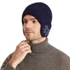 Beanie/Skull Caps Ny unisex tillsätt pälsfodrad vinter stickad hatt med örhängen och fashionabla bönhatt lämplig för män kvinnor och utomhus klassisk värme hatl2403