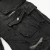 2024 Rippat hål Hip Hop Punk Cargo Jeans Multi-Pocket Techwear Wed Baggy Jeans Men Black Blue Wide Leg Straight Denim Pants A2SJ#