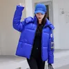 2023 nuovo coreano Fi breve inverno cappotto imbottito donne Parka lucido giù Cott giacca con cappuccio Parka caldo femminile casual Outwear f51K #